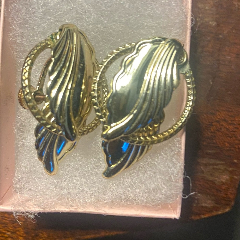 Vintage Gold Wing Clip-On Earrings
